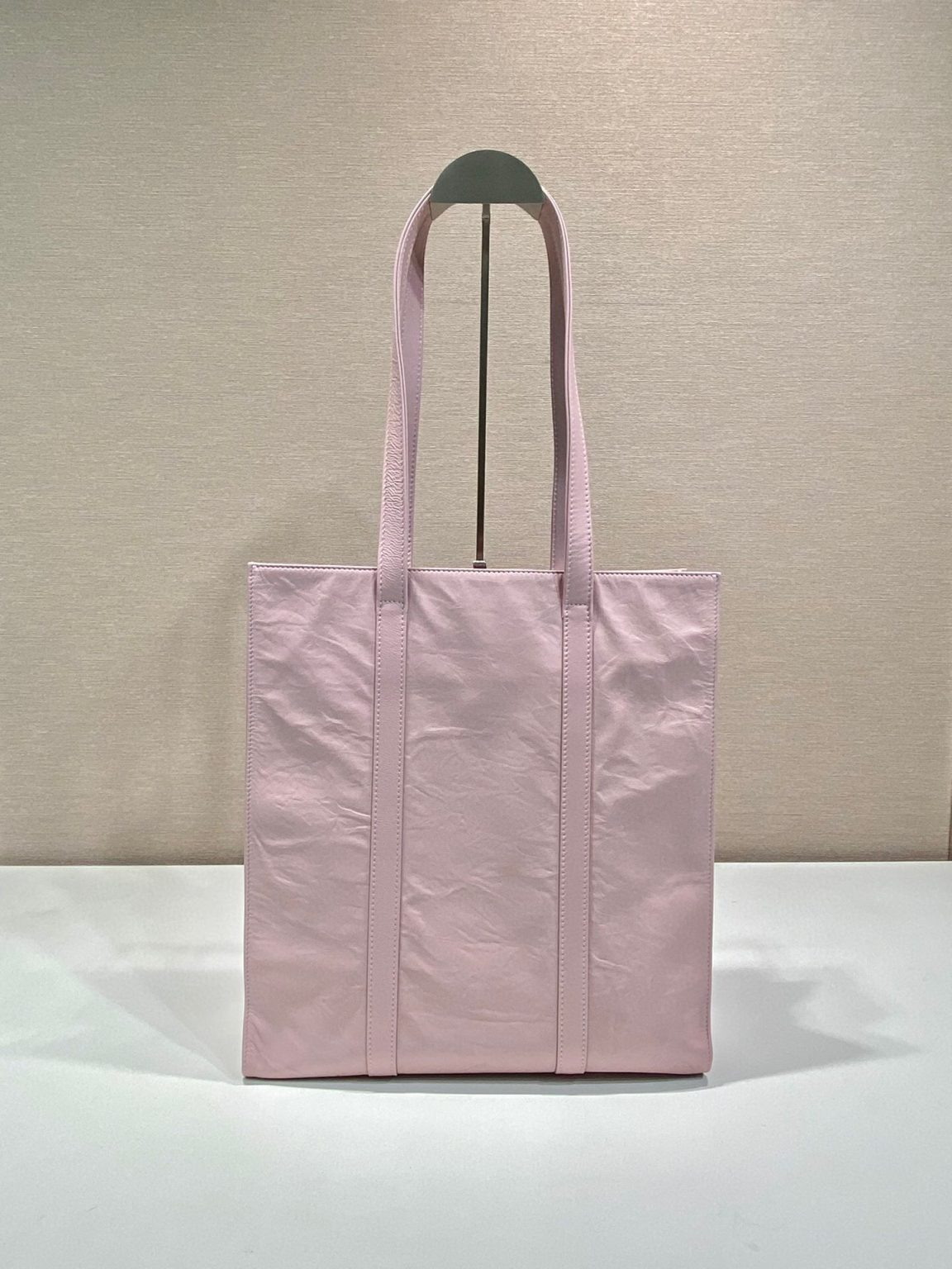 Small Antiqued Nappa Tote Bag In Pink/Black For Women 12.9 in/ 33cm 1BG459_UVL_F0E18_V_OOO