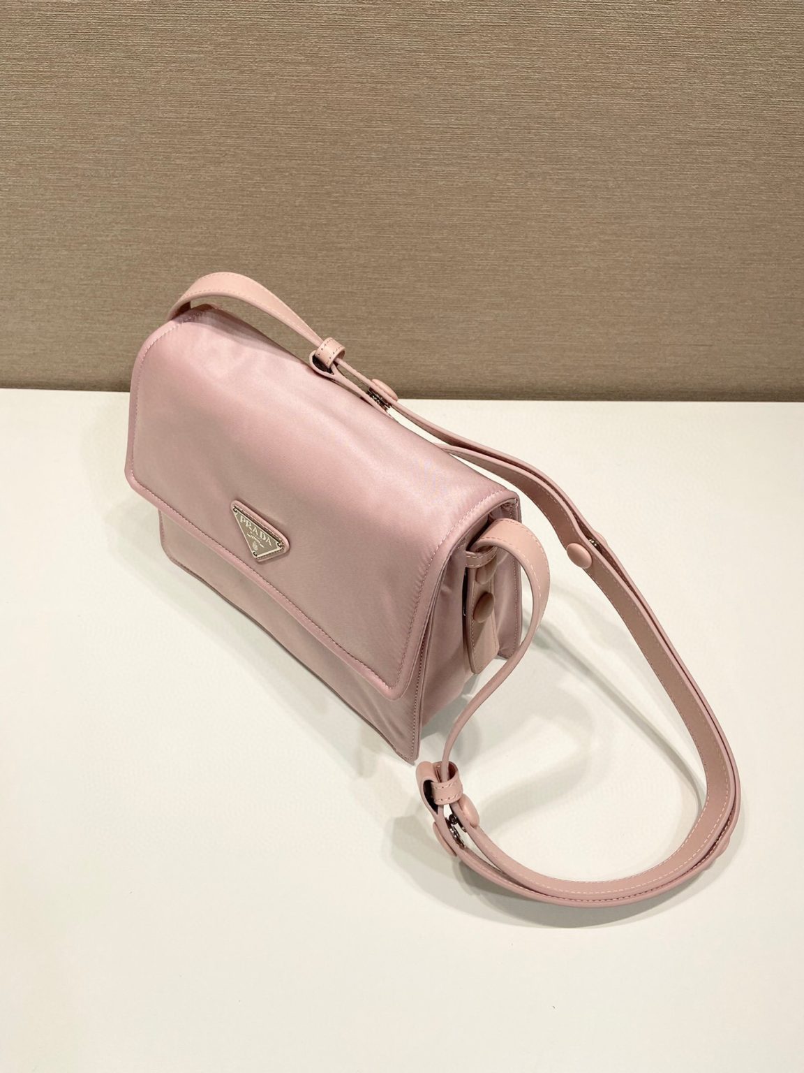 Small Padded Shoulder Bag In Beige/Pink For Women 9.1in/ 23cm 1BD313_RDLN_F0F24_V_OOO