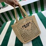 Small Raffia Tote Beige For Women 22cm/ 8.7in 1BG444_2A2T_F0018_V_OOO