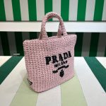 Small Raffia Tote Bag In Pink/Beige For Women 9.4 in/24cm 1BG422_2A2T_F0E18_V_OOL