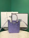 Small Satin Tote Bag With Sparkling Stone In Purple For Women 6.9in/ 17.5cm