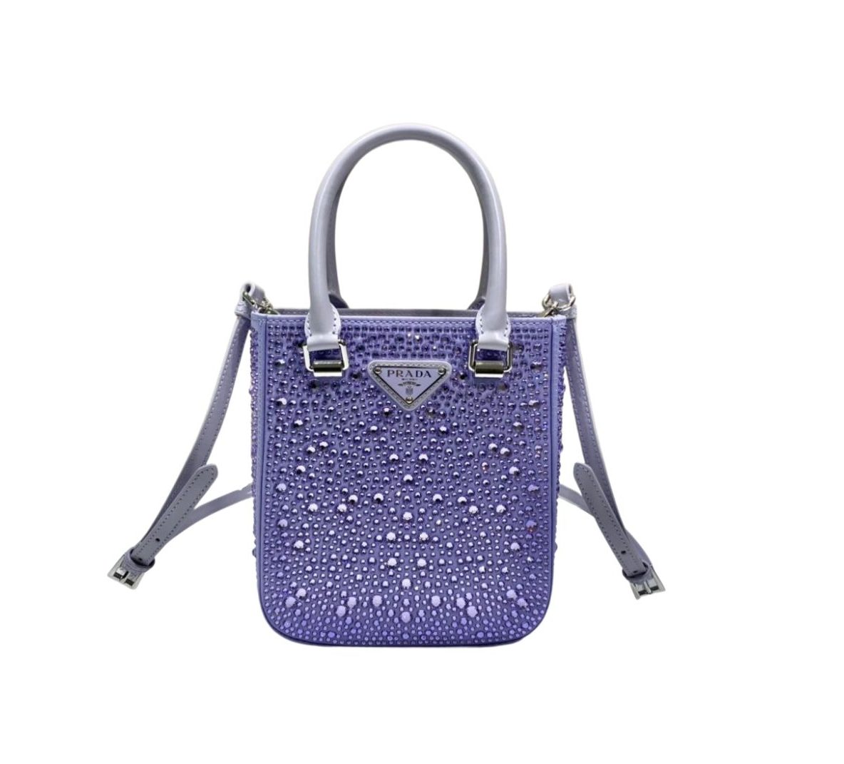 Small Satin Tote Bag With Sparkling Stone In Purple For Women 6.9in/ 17.5cm