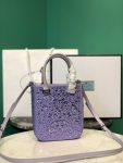 Small Satin Tote Bag With Sparkling Stone In Purple For Women 6.9in/ 17.5cm