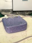 Small Satin Tote Bag With Sparkling Stone In Purple For Women 6.9in/ 17.5cm