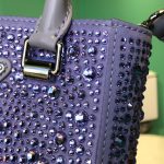 Small Satin Tote Bag With Sparkling Stone In Purple For Women 6.9in/ 17.5cm