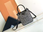 Small Tote Bag With Crystals Sliver Tone For Women 5.9 in / 15 cm