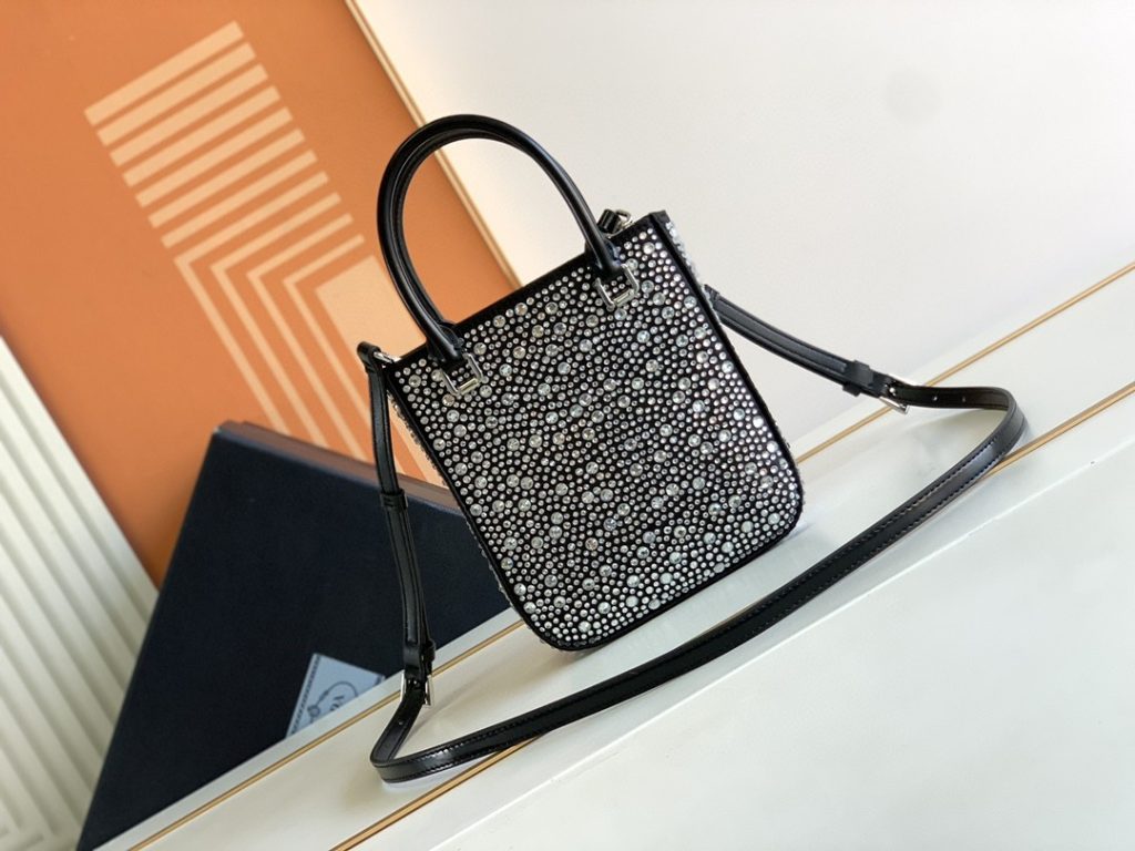 Small Tote Bag With Crystals Sliver Tone For Women 5.9 in / 15 cm