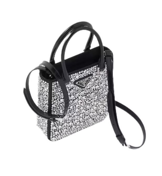 Small Tote Bag With Crystals Sliver Tone For Women 5.9 in / 15 cm