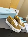 Prada Sneakers With Crystals Gold Tone For Women 1.9 in/ 5 cm 1E019N_2AWL_F0522_F_050