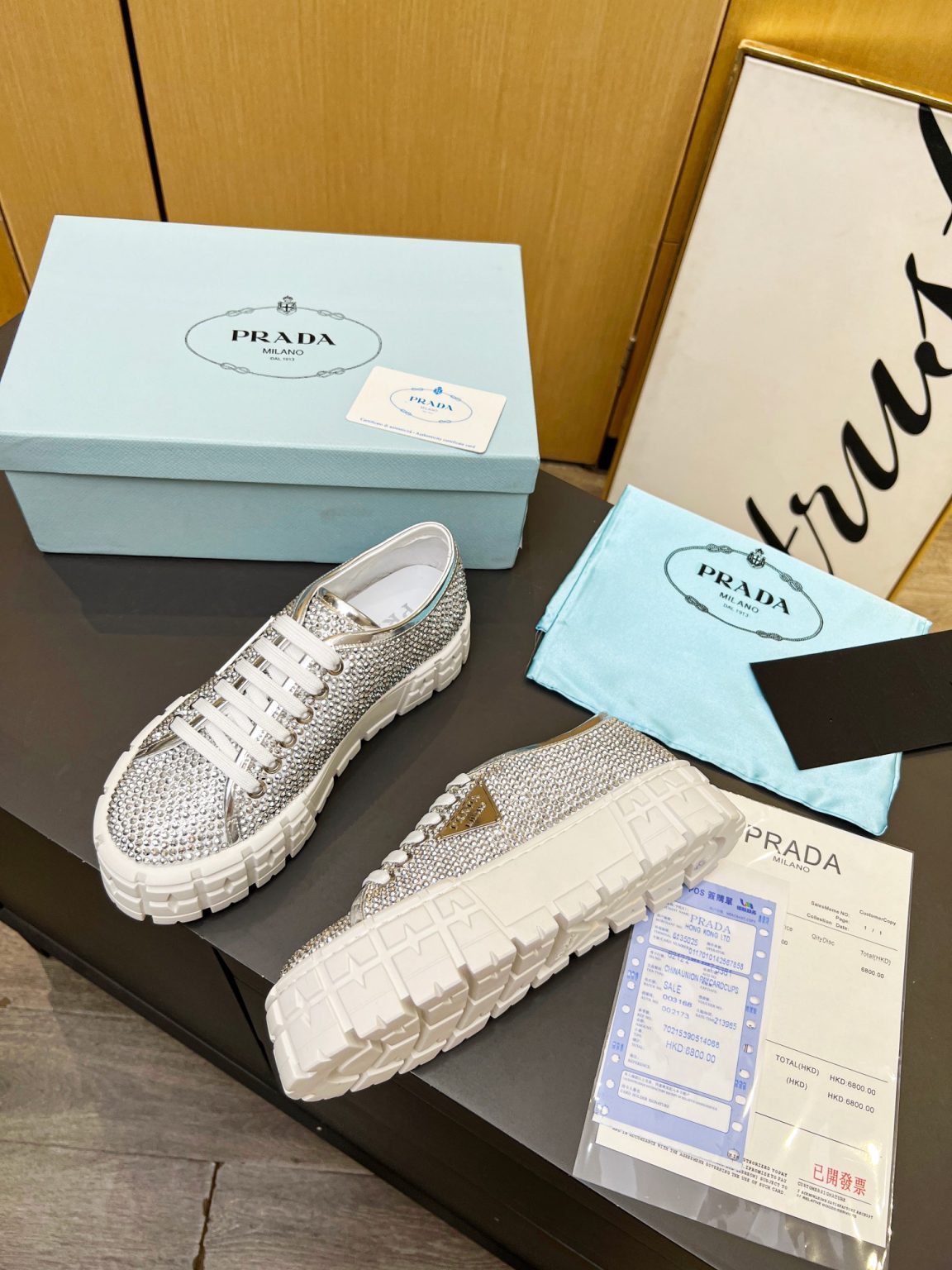 Prada Sneakers With Crystals White For Women 1.9 in/ 5 cm