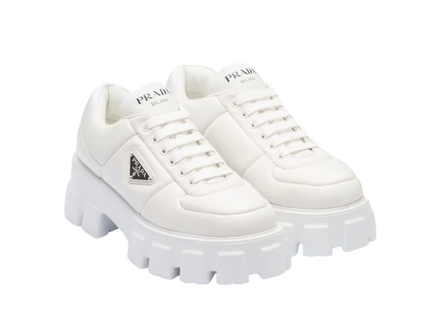 Prada Soft Padded Nappa Lace-Up Shoes White For Women 2.1 in/ 5.5 cm 1E119N_2DL8_F0009_F_055