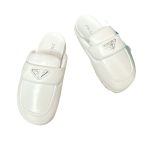 Prada Soft Padded Nappa Sabots White For Women 0.8 in/ 2cm