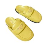 Prada Soft Padded Nappa Sabots Yellow For Women 0.8 in/ 2cm