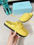 Prada Soft Padded Nappa Sabots Yellow For Women 0.8 in/ 2cm