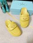 Prada Soft Padded Nappa Sabots Yellow For Women 0.8 in/ 2cm