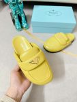 Prada Soft Padded Nappa Sabots Yellow For Women 0.8 in/ 2cm