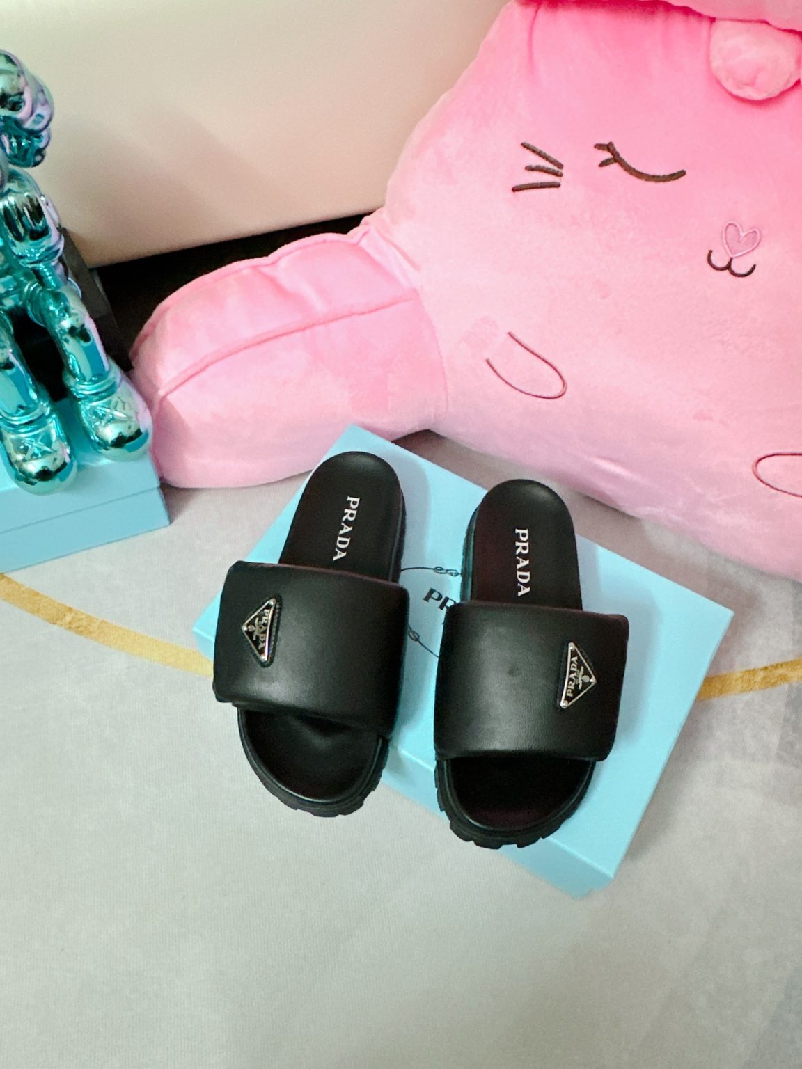 Prada Soft Padded Nappa Slides Black For Women 0.8 in/ 2cm 1XX648_2DL8_F0002_F_020