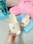 Prada Soft Padded Nappa Slides Light Beige For Women 0.8 in/ 2cm