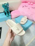 Prada Soft Padded Nappa Slides Light Beige For Women 0.8 in/ 2cm