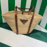 Straw And Shoulder Tote Bag In Beige For Women 9.8 in/25cm