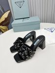 Prada Studded Metallic Mules Black For Women 2.6 in/ 6.5cm