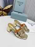 Prada Studded Metallic Mules Gold Tone For Women 2.6 in/ 6.5cm 1XX647_3LL5_F0522_F_065