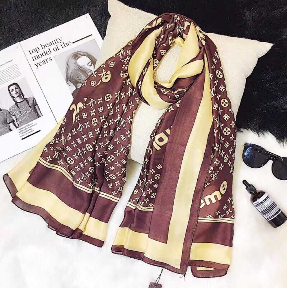 Supreme x LV Shawl Scarf Brown For Women