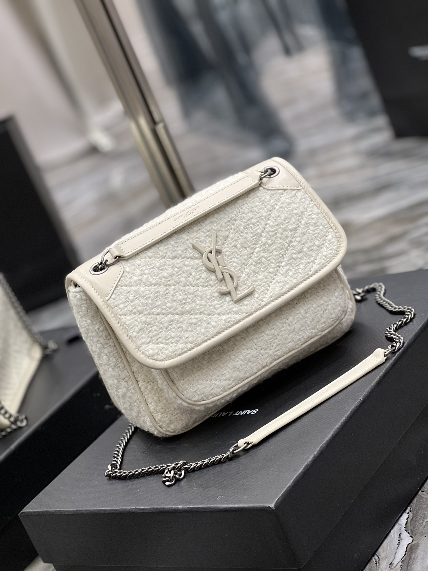 Saint Laurent Niki Baby Chain Bag White For Women, Women’s Bags 8.2in/21cm YSL