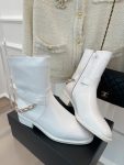 Chanel Women’s Ankle Boots With Chain White For Women 1.5in/4cm