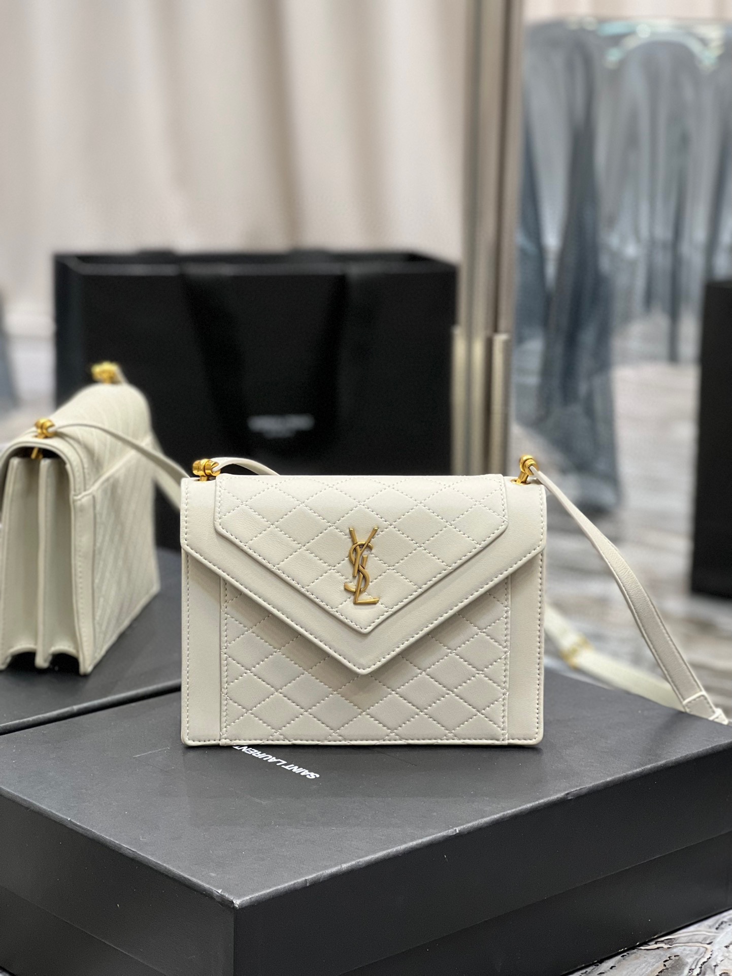 Saint Laurent Gaby Mini Satchel White For Women, Women’s Bags 7.9in/20cm YSL 6855741EL079207