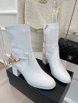 Chanel Women’s Ankle Boots With Decor White For Women 3.7in/9.5cm