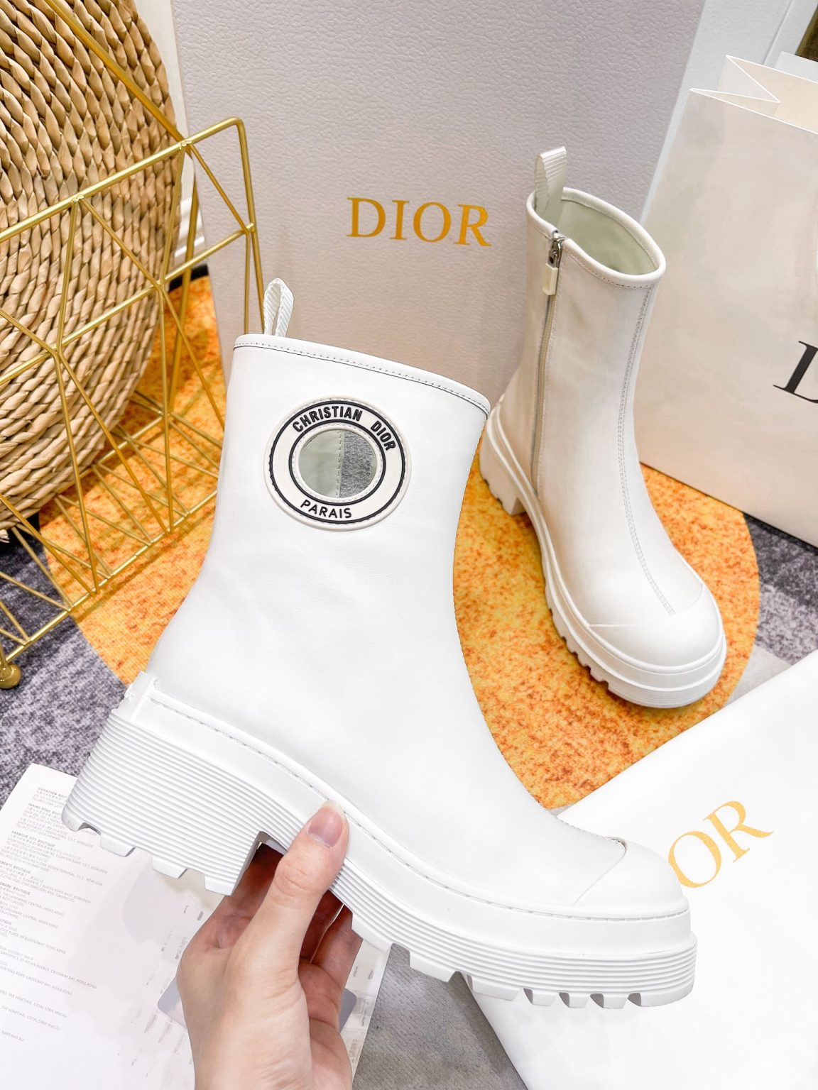 Christian Dior Women’s Dior Symbol Ankle Boots White For Women CD KCI770VSO_S03W