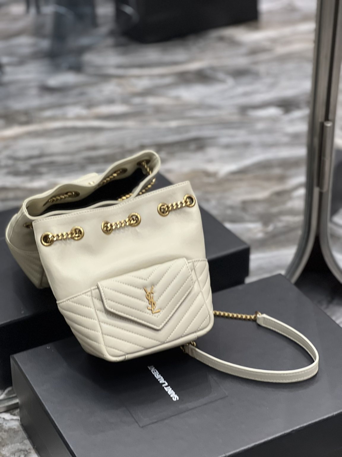 Saint Laurent JOE Mini Backpack White For Women, Women’s Bags 7.5in/19cm YSL 7016311EL079207