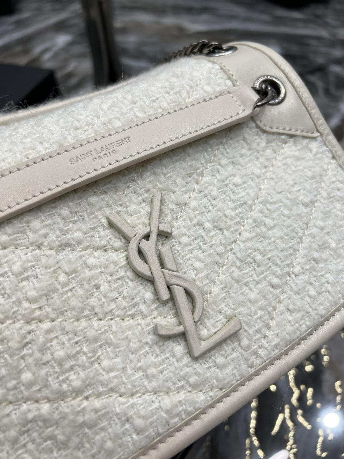 Saint Laurent Niki Baby Chain Bag White For Women, Women’s Bags 8.2in/21cm YSL