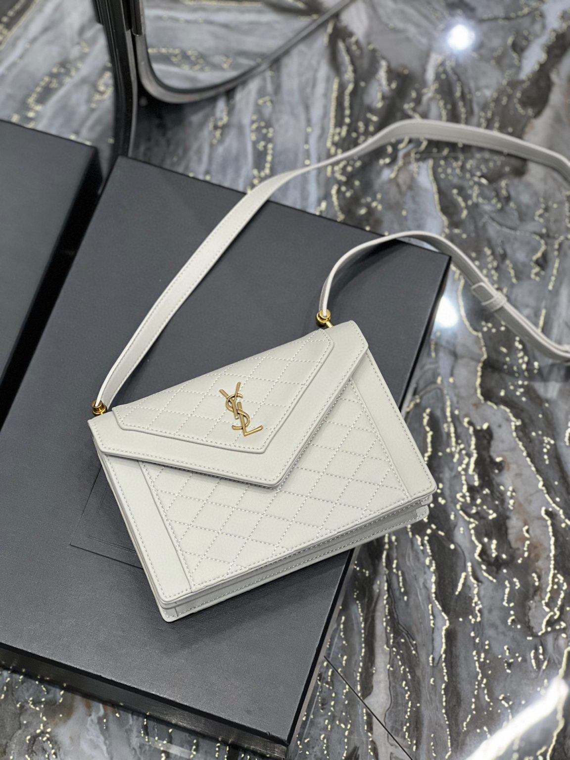 Saint Laurent Gaby Mini Satchel White For Women, Women’s Bags 7.9in/20cm YSL 6855741EL079207