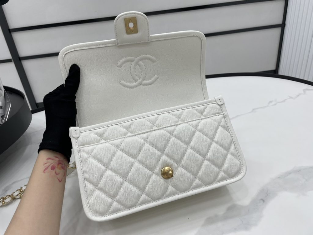 Chanel AS3653 22K Bag White For Women, Women’s Bags 9.8in/25cm