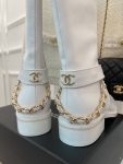 Chanel Women’s Ankle Boots With Chain White For Women 1.5in/4cm