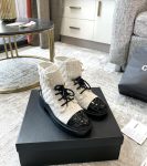 Chanel Women’s Lace- Ups Wool Fabric White For Women 1.5in/ 4cm