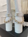 Chanel Women’s High Boots With Chain White For Women 3.7in/ 9.5cm