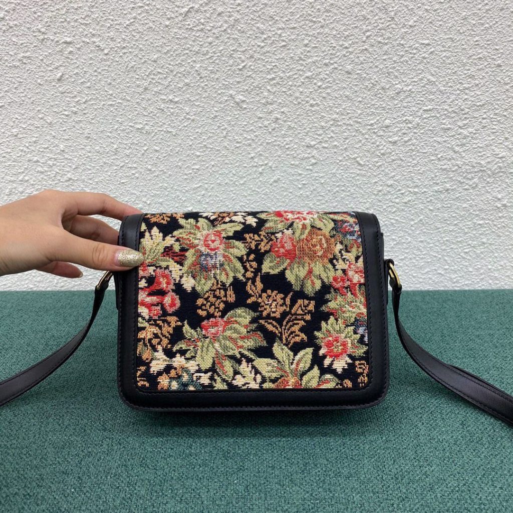 Teen Triomphe Bag In Floral Jacquard Black/Brown For Women‎ 7in/18.5cm