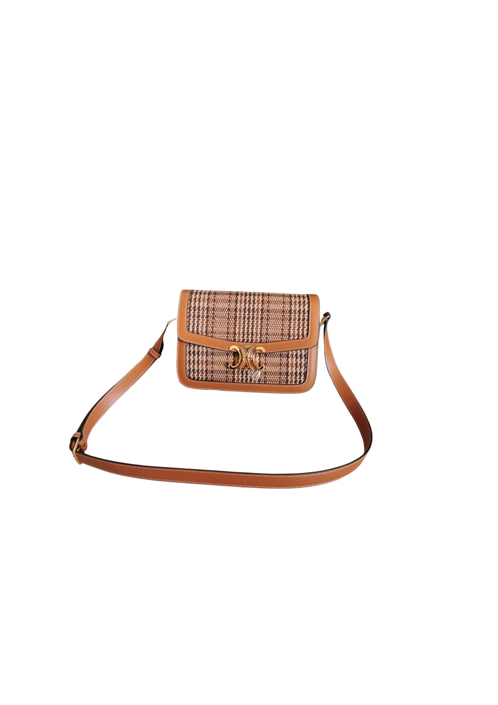 Teen Triomphe Check Bag Brown For Women‎ 7in/18.5cm