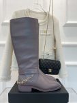 Chanel Women’s Ankle Boots With Chain Light Violet For Women 1.5in/4cm