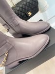 Chanel Women’s Ankle Boots With Chain Light Violet For Women 1.5in/4cm