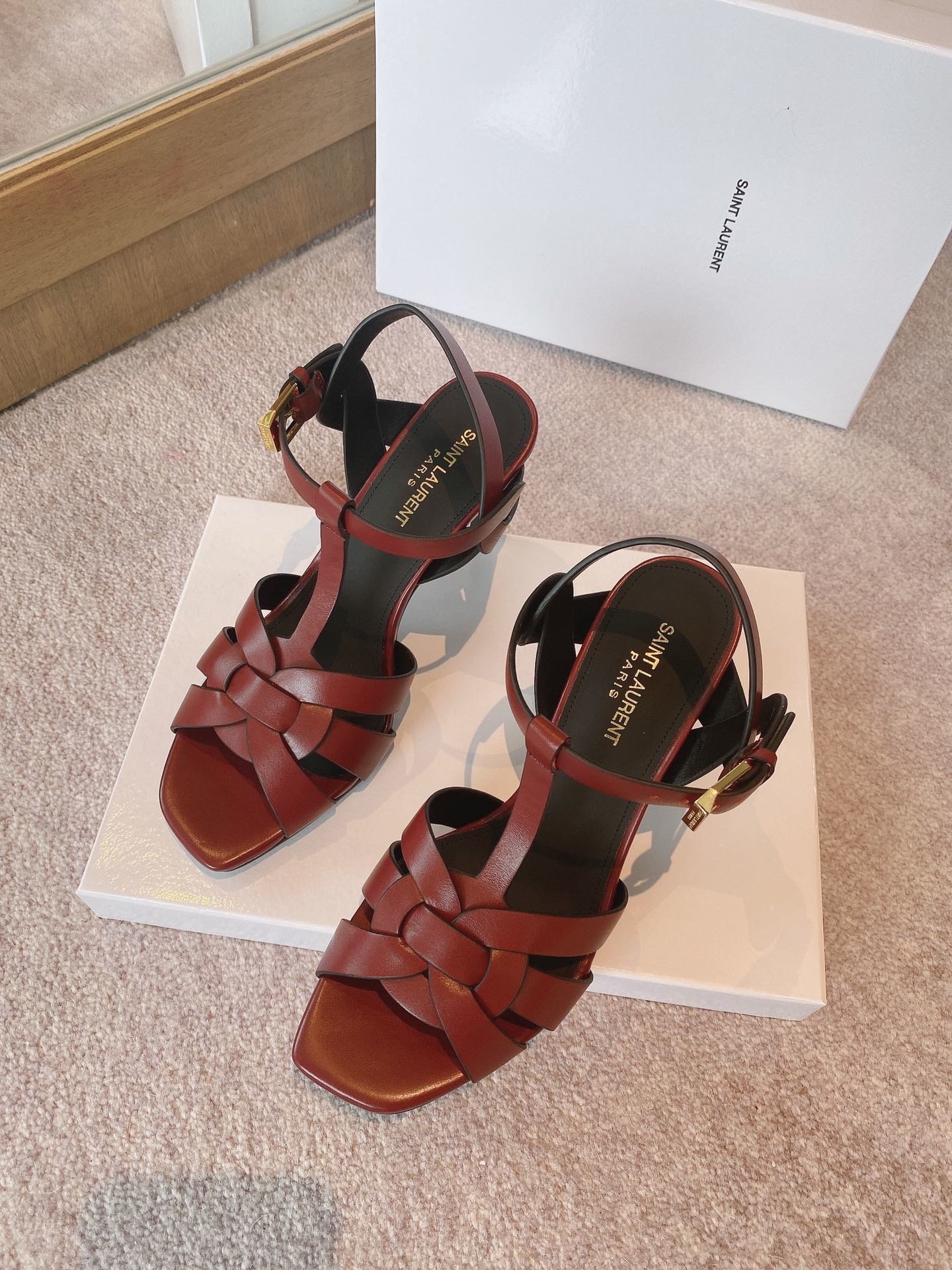 Saint Laurent Women’s Tribute Sandals Red- Purple For Women YSL