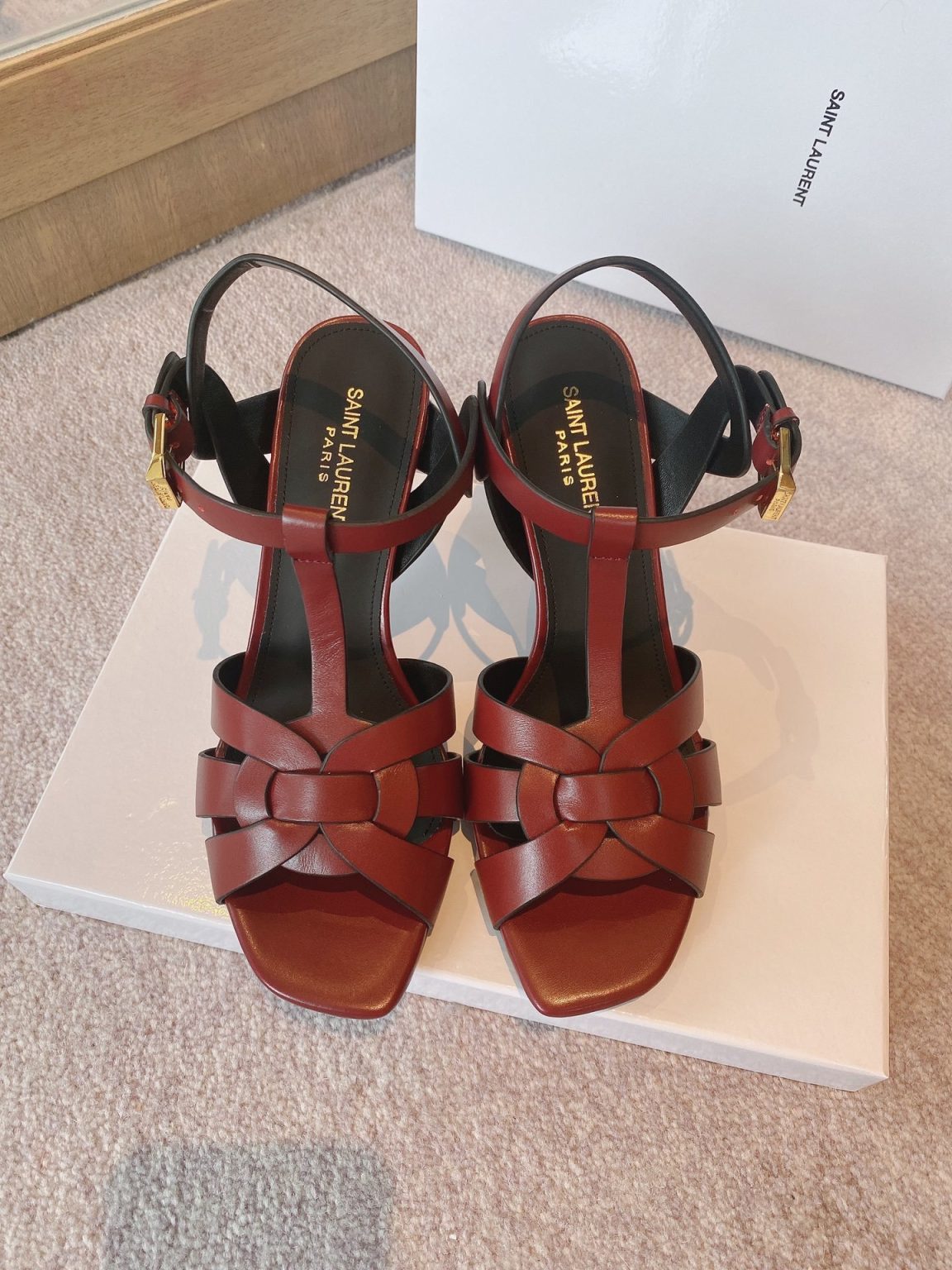 Saint Laurent Women’s Tribute Sandals Red- Purple For Women YSL