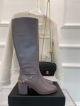 Chanel Women’s High Boots With Chain Light Violet For Women 3.7in/ 9.5cm