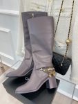 Chanel Women’s High Boots With Decor Light Violet For Women 3.7in/ 9.5cm