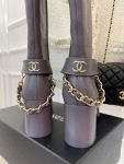 Chanel Women’s High Boots With Chain Light Violet For Women 3.7in/ 9.5cm