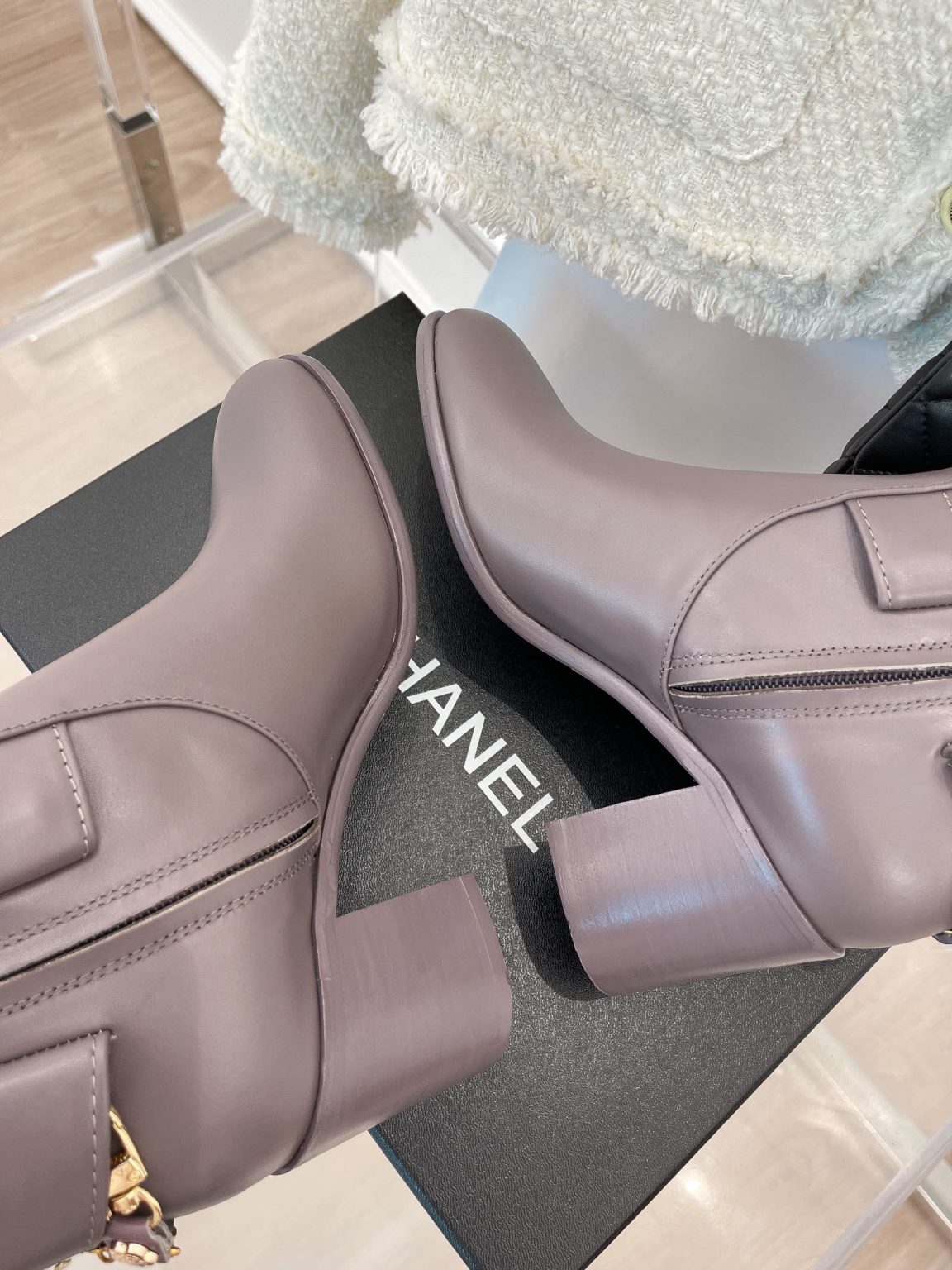 Chanel Women’s High Boots With Decor Light Violet For Women 3.7in/ 9.5cm