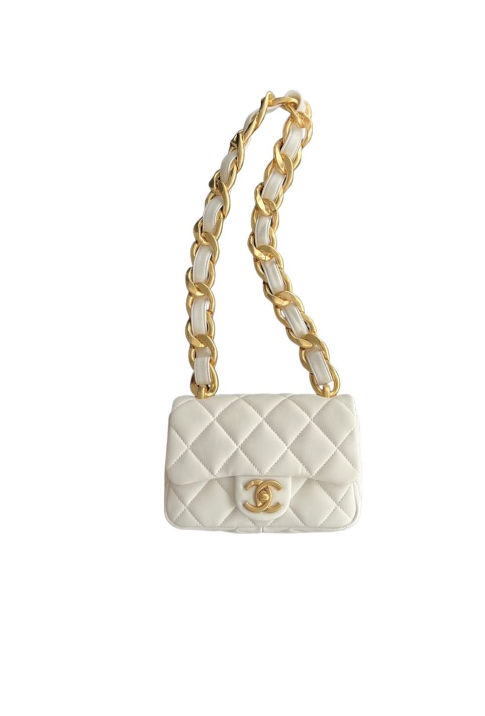 Trendy Cc Flap Bag White/ Beige For Women 6.7 in / 17 cm